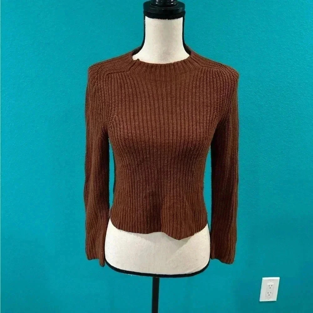 American apparel warm orange brown sweater in size small